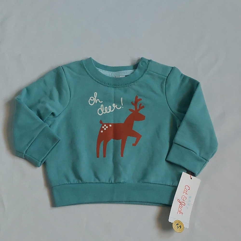 Cat‎ & Jack baby Teal Sweatshirt with Deer Print 3 months